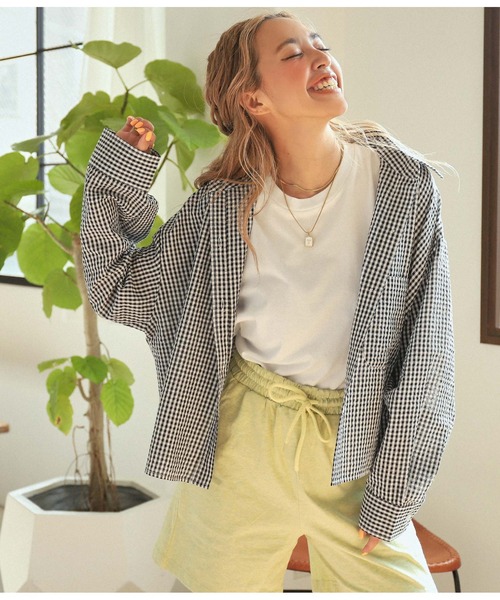 anap mimpi（アナップミンピ）の「ギンガムチェッククロップドシャツ（シャツ/ブラウス・レディース・ブラック/イエロー/グリーン・FREE）」の9枚目の写真