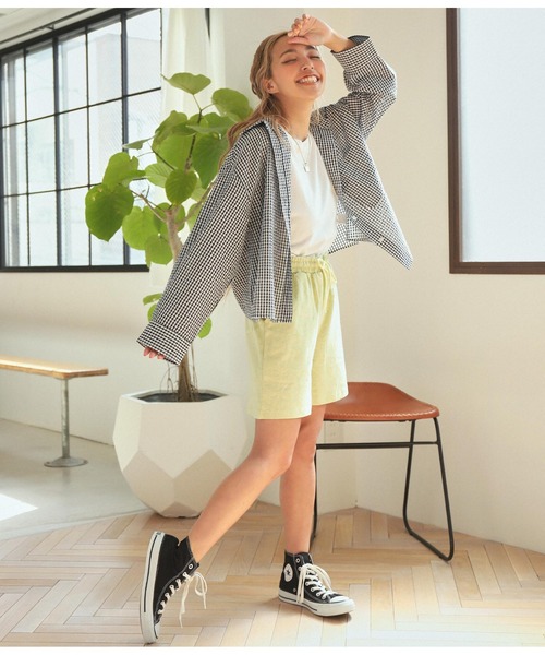 anap mimpi（アナップミンピ）の「ギンガムチェッククロップドシャツ（シャツ/ブラウス・レディース・ブラック/イエロー/グリーン・FREE）」の11枚目の写真