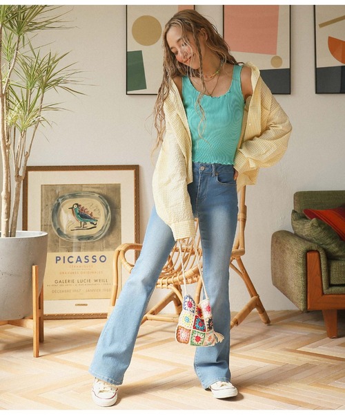 anap mimpi（アナップミンピ）の「ギンガムチェッククロップドシャツ（シャツ/ブラウス・レディース・ブラック/イエロー/グリーン・FREE）」の14枚目の写真