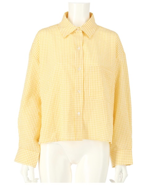 anap mimpi（アナップミンピ）の「ギンガムチェッククロップドシャツ（シャツ/ブラウス・レディース・ブラック/イエロー/グリーン・FREE）」の5枚目の写真