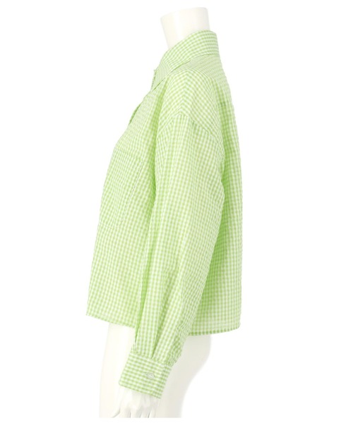 anap mimpi（アナップミンピ）の「ギンガムチェッククロップドシャツ（シャツ/ブラウス・レディース・ブラック/イエロー/グリーン・FREE）」の6枚目の写真