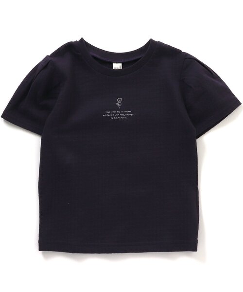 apres les cours(アプレレクール)の「フラワーモチーフTシャツ(Tシャツ/カットソー・キッズ・アイボリー/ピンク/ネイビー・90/100/110/120/80/130/140)」の3枚目の写真