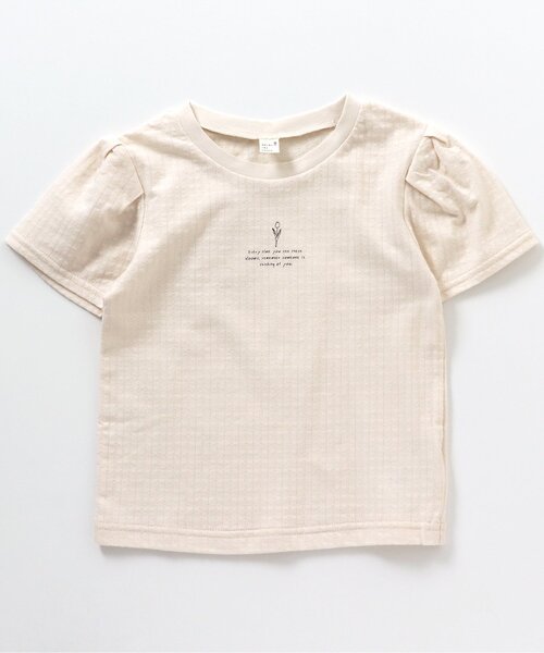 apres les cours(アプレレクール)の「フラワーモチーフTシャツ(Tシャツ/カットソー・キッズ・アイボリー/ピンク/ネイビー・90/100/110/120/80/130/140)」の2枚目の写真