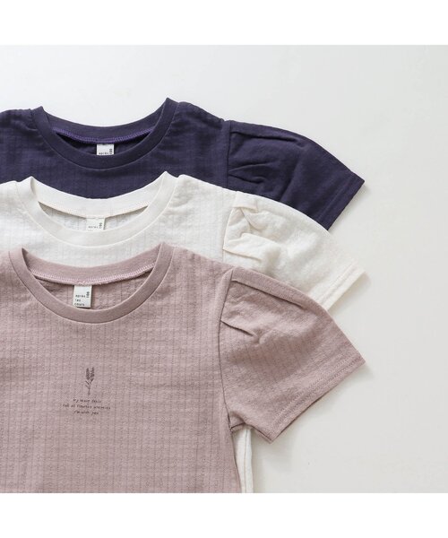 apres les cours(アプレレクール)の「フラワーモチーフTシャツ(Tシャツ/カットソー・キッズ・アイボリー/ピンク/ネイビー・90/100/110/120/80/130/140)」の5枚目の写真