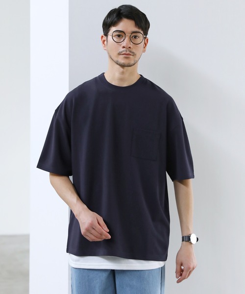 SPU（スプ）の「梨地ポケット付半袖カットソー ＆タンクトップアンサンブル（Tシャツ/カットソー・メンズ・ブラック/ベージュ/ネイビー/グレー/ブルー/グリーン系/カーキ・M/L/XL）」の6枚目の写真
