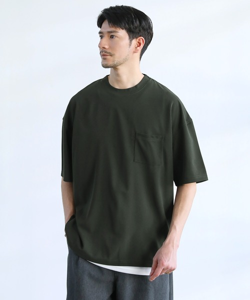 SPU（スプ）の「梨地ポケット付半袖カットソー ＆タンクトップアンサンブル（Tシャツ/カットソー・メンズ・ブラック/ベージュ/ネイビー/グレー/ブルー/グリーン系/カーキ・M/L/XL）」の4枚目の写真