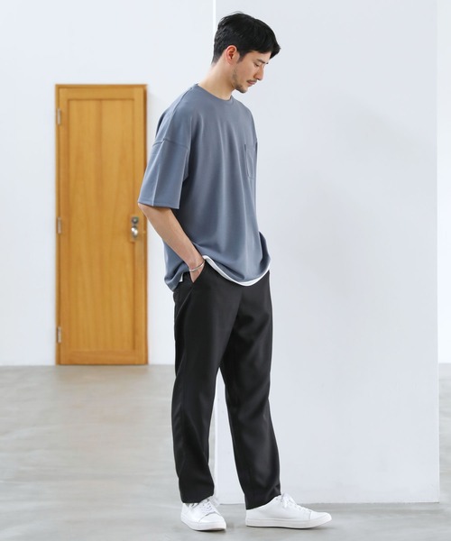 SPU（スプ）の「梨地ポケット付半袖カットソー ＆タンクトップアンサンブル（Tシャツ/カットソー・メンズ・ブラック/ベージュ/ネイビー/グレー/ブルー/グリーン系/カーキ・M/L/XL）」の19枚目の写真