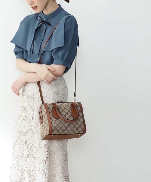 N.（N. Natural Beauty Basic）（エヌエヌナチュラルビューティーベーシック）の「モノグラムボストンショルダーバッグ（トートバッグ・レディース・ベージュ系その他/ネイビー系1・ﾌﾘ-）」の3枚目の写真