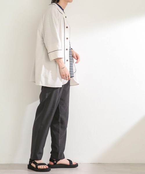 SENSE OF PLACE by URBAN RESEARCH(センスオブプレイスバイアーバンリサーチ)の「『セットアップ対応』リネンライクベースボールシャツ(5分袖)(シャツ/ブラウス・メンズ・アイボリー/チャコールグレー/グリーン・MEDIUM/LARGE)」の11枚目の写真