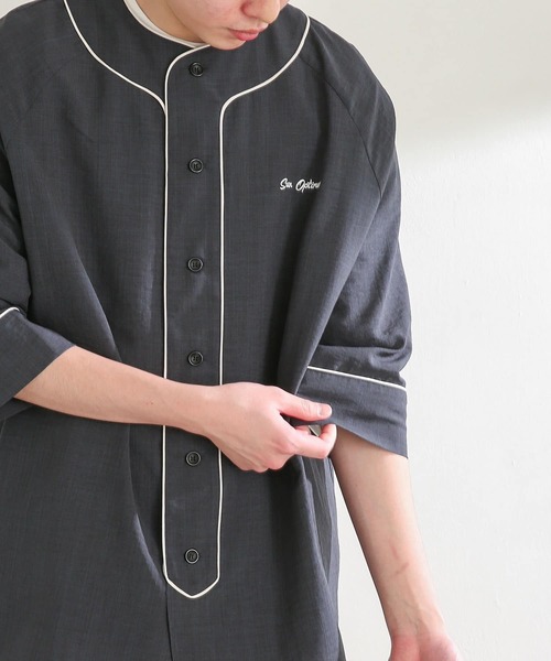 SENSE OF PLACE by URBAN RESEARCH(センスオブプレイスバイアーバンリサーチ)の「『セットアップ対応』リネンライクベースボールシャツ(5分袖)(シャツ/ブラウス・メンズ・アイボリー/チャコールグレー/グリーン・MEDIUM/LARGE)」の13枚目の写真