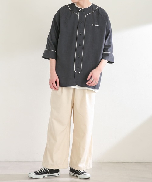 SENSE OF PLACE by URBAN RESEARCH(センスオブプレイスバイアーバンリサーチ)の「『セットアップ対応』リネンライクベースボールシャツ(5分袖)(シャツ/ブラウス・メンズ・アイボリー/チャコールグレー/グリーン・MEDIUM/LARGE)」の15枚目の写真