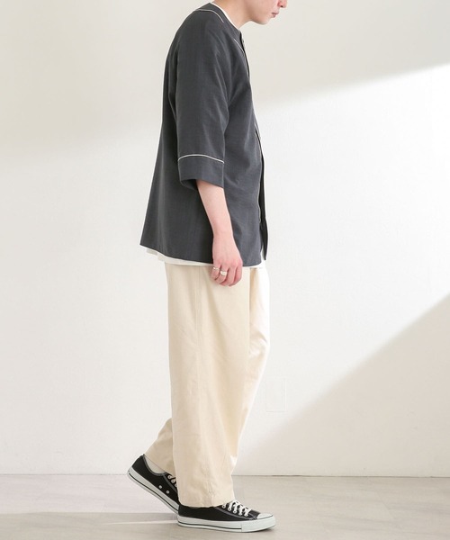 SENSE OF PLACE by URBAN RESEARCH(センスオブプレイスバイアーバンリサーチ)の「『セットアップ対応』リネンライクベースボールシャツ(5分袖)(シャツ/ブラウス・メンズ・アイボリー/チャコールグレー/グリーン・MEDIUM/LARGE)」の16枚目の写真