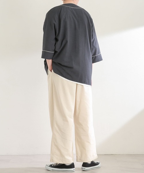 SENSE OF PLACE by URBAN RESEARCH(センスオブプレイスバイアーバンリサーチ)の「『セットアップ対応』リネンライクベースボールシャツ(5分袖)(シャツ/ブラウス・メンズ・アイボリー/チャコールグレー/グリーン・MEDIUM/LARGE)」の17枚目の写真