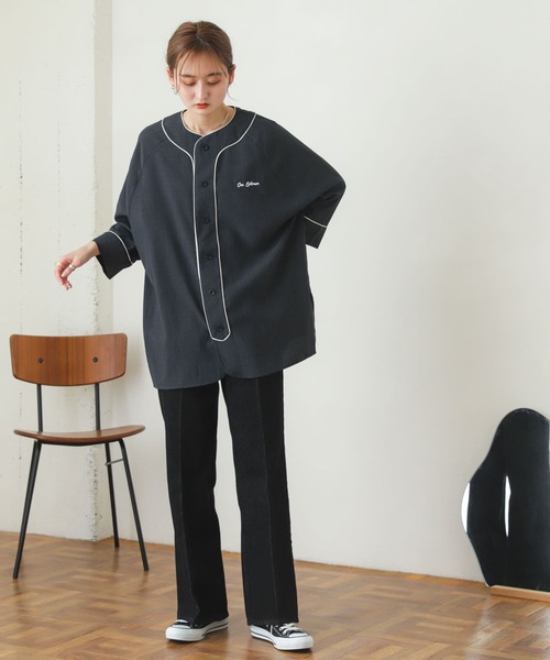 SENSE OF PLACE by URBAN RESEARCH(センスオブプレイスバイアーバンリサーチ)の「『セットアップ対応』リネンライクベースボールシャツ(5分袖)(シャツ/ブラウス・メンズ・アイボリー/チャコールグレー/グリーン・MEDIUM/LARGE)」の18枚目の写真