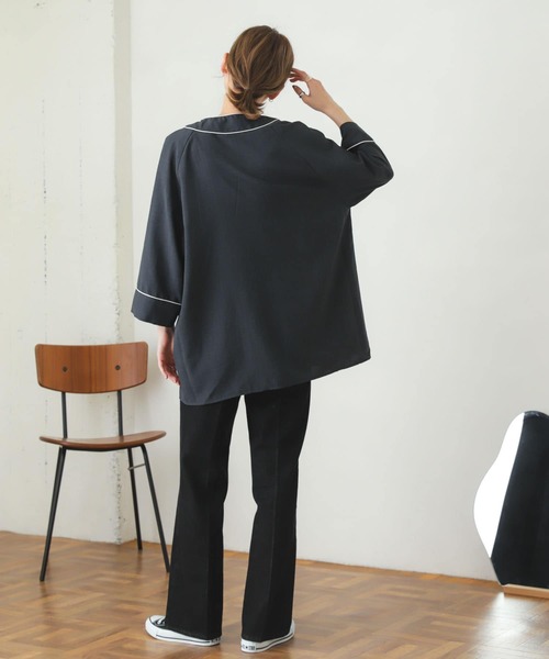 SENSE OF PLACE by URBAN RESEARCH(センスオブプレイスバイアーバンリサーチ)の「『セットアップ対応』リネンライクベースボールシャツ(5分袖)(シャツ/ブラウス・メンズ・アイボリー/チャコールグレー/グリーン・MEDIUM/LARGE)」の20枚目の写真