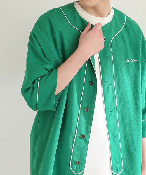 SENSE OF PLACE by URBAN RESEARCH(センスオブプレイスバイアーバンリサーチ)の「『セットアップ対応』リネンライクベースボールシャツ(5分袖)(シャツ/ブラウス・メンズ・アイボリー/チャコールグレー/グリーン・MEDIUM/LARGE)」の21枚目の写真