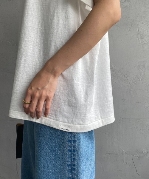 AMERICANA（アメリカーナ）の「[Americana/アメリカーナ] AMERICANA カレッジ風ロゴプリントTシャツ（Tシャツ/カットソー・レディース・ホワイト/グリーン/スミクロ・ONE SIZE）」の10枚目の写真