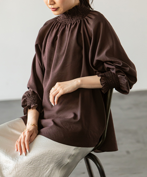 Noble(ノーブル)の「《追加》シャーリングシアーブラウス 3(シャツ/ブラウス・レディース・ベージュ/パープル/ネイビー/ブラウン・38/36)」の2枚目の写真