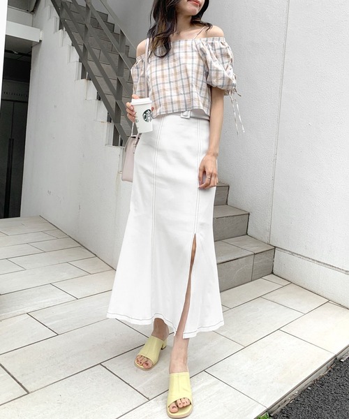 OLIVE des OLIVE（オリーブデオリーブ）の「ベルト付きスリットマーメイドスカート（スカート・レディース・ブラウン/ピンク/オフホワイト/ブラック・FREE）」の10枚目の写真