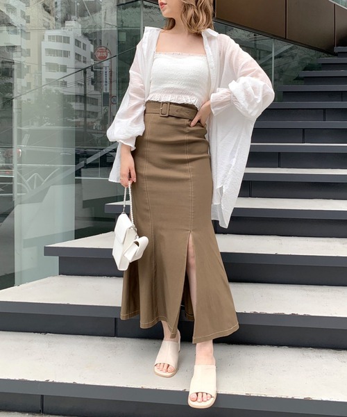 OLIVE des OLIVE（オリーブデオリーブ）の「ベルト付きスリットマーメイドスカート（スカート・レディース・ブラウン/ピンク/オフホワイト/ブラック・FREE）」の21枚目の写真