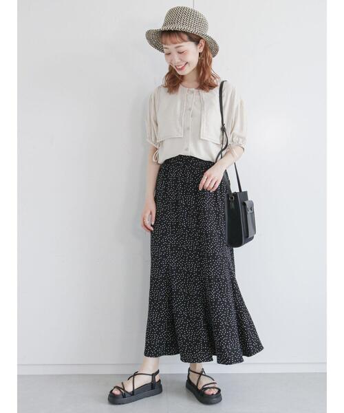 ehka sopo（エヘカソポ）の「ドットマーメイドスカート（スカート・レディース・ブラック/ネイビー/グリーン・ﾌﾘ-）」の17枚目の写真