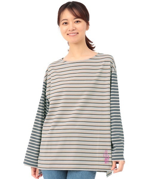 チチカカ(チチカカ)の「ボーダーTシャツ(Tシャツ/カットソー・レディース・ライトグレー/ライトブルー/ブルー・FREE)」の9枚目の写真