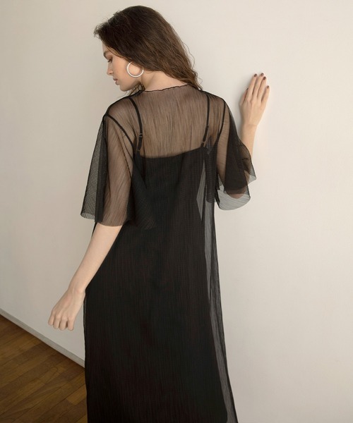 MIELI INVARIANT(ミエリインヴァリアント)の「Sheer Mix Layer Dress(ワンピース・レディース・ブラック/モカ・FREE)」の10枚目の写真
