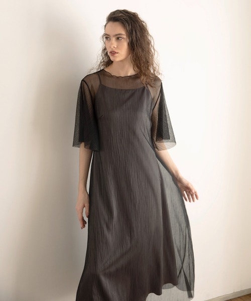 MIELI INVARIANT(ミエリインヴァリアント)の「Sheer Mix Layer Dress(ワンピース・レディース・ブラック/モカ・FREE)」の17枚目の写真