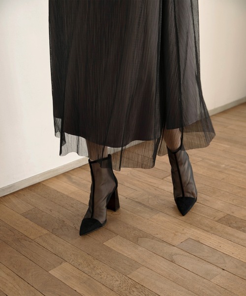 MIELI INVARIANT(ミエリインヴァリアント)の「Sheer Mix Layer Dress(ワンピース・レディース・ブラック/モカ・FREE)」の18枚目の写真