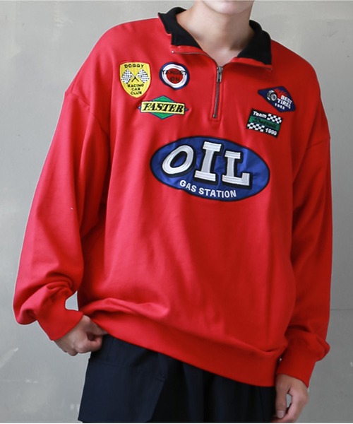 SPINNS（スピンズ）の「【ビッグシルエット】レーシングロゴワッペン ハーフジップスウェット（スウェット・メンズ・アッシュグレー/ブラック/レッド/グリーン系その他/ロイヤルブルー・ONESIZE）」の5枚目の写真