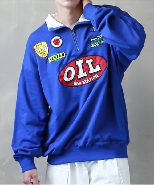 SPINNS（スピンズ）の「【ビッグシルエット】レーシングロゴワッペン ハーフジップスウェット（スウェット・メンズ・アッシュグレー/ブラック/レッド/グリーン系その他/ロイヤルブルー・ONESIZE）」の12枚目の写真