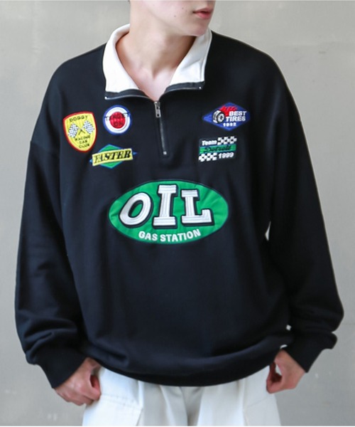 SPINNS（スピンズ）の「【ビッグシルエット】レーシングロゴワッペン ハーフジップスウェット（スウェット・メンズ・アッシュグレー/ブラック/レッド/グリーン系その他/ロイヤルブルー・ONESIZE）」の8枚目の写真