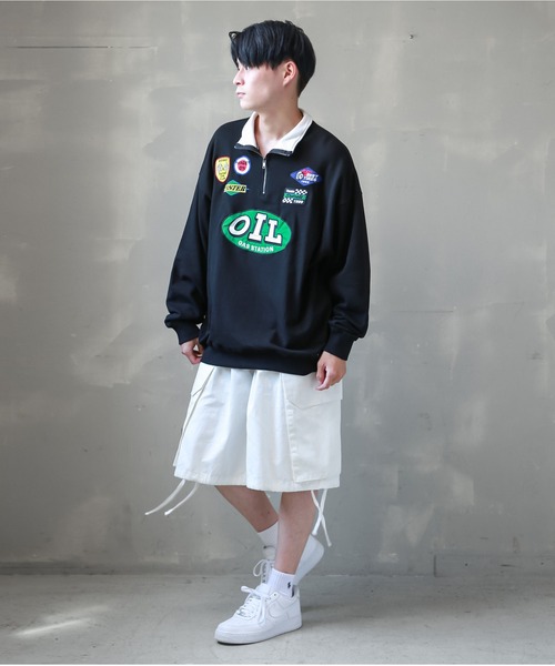 SPINNS（スピンズ）の「【ビッグシルエット】レーシングロゴワッペン ハーフジップスウェット（スウェット・メンズ・アッシュグレー/ブラック/レッド/グリーン系その他/ロイヤルブルー・ONESIZE）」の9枚目の写真