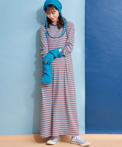 HELLO.SANFRANCISCO(ハローサンフランシスコ)の「【HELLO.SANFRANCISCO】ロンTEE付きボーダーキャミワンピ(ワンピース・レディース・レッド/オレンジ/ブルー/グリーン・ONE SIZE)」の13枚目の写真