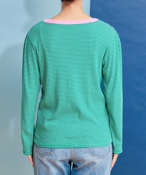 HELLO.SANFRANCISCO(ハローサンフランシスコ)の「【HELLO.SANFRANCISCO】ロンTEE付きボーダーキャミワンピ(ワンピース・レディース・レッド/オレンジ/ブルー/グリーン・ONE SIZE)」の8枚目の写真