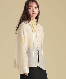 Ray BEAMS | Ray BEAMS / ワッシャー レースアップ ブラウス(シャツ/ブラウス)