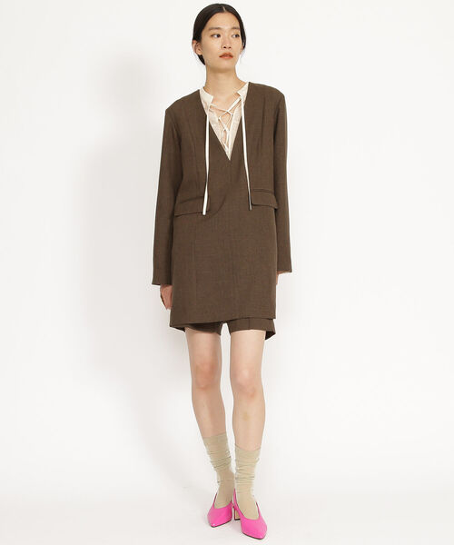 Ray BEAMS（レイビームス）の「Ray BEAMS / ワッシャー レースアップ ブラウス（シャツ/ブラウス・レディース・ブラック/ホワイト系その他6・ONE SIZE）」の11枚目の写真