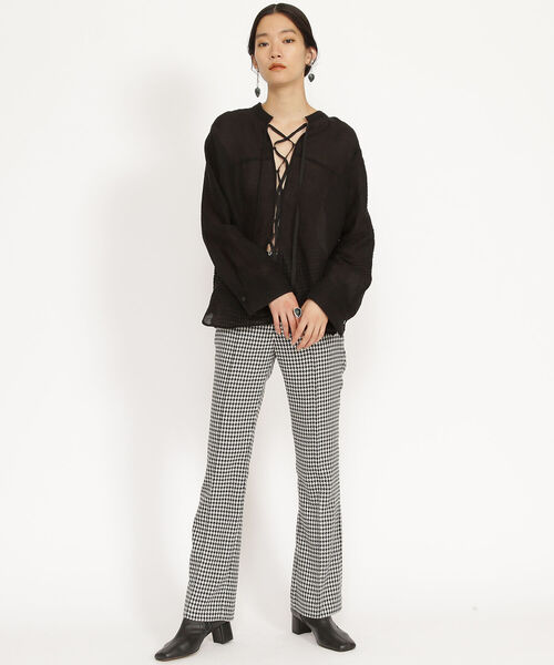 Ray BEAMS（レイビームス）の「Ray BEAMS / ワッシャー レースアップ ブラウス（シャツ/ブラウス・レディース・ブラック/ホワイト系その他6・ONE SIZE）」の15枚目の写真