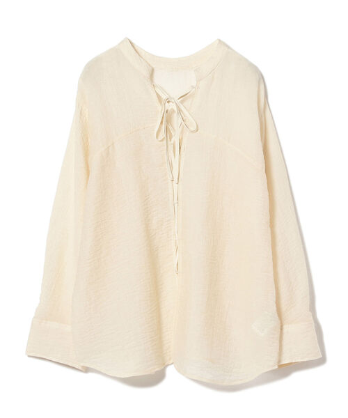 Ray BEAMS（レイビームス）の「Ray BEAMS / ワッシャー レースアップ ブラウス（シャツ/ブラウス・レディース・ブラック/ホワイト系その他6・ONE SIZE）」の4枚目の写真