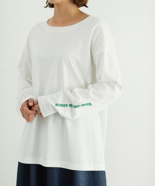 OUTERSUNSET（アウターサンセット）の「message long t-shirt（Tシャツ/カットソー・レディース・グレー/ホワイト・FREE）」の14枚目の写真