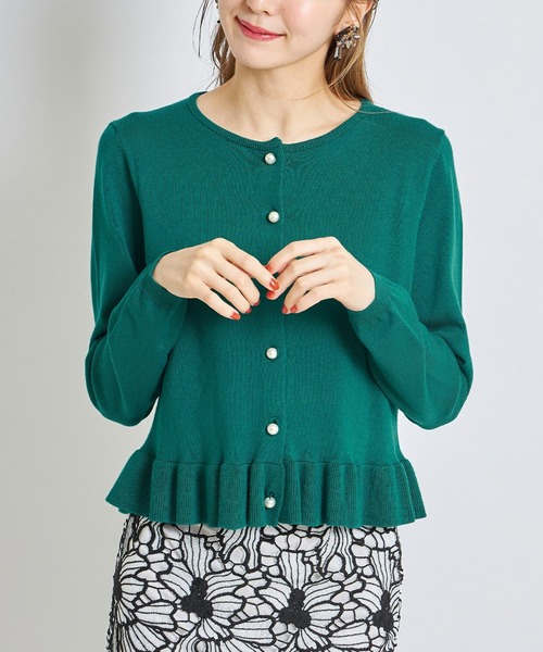 tocco closet(トッコ クローゼット)の「パールボタン裾フリルニットカーディガン(カーディガン/ボレロ・レディース・ブラック/オフホワイト/グリーン/ピンク系その他/グレイッシュブルー/ミント/ピンク系その他2/サックスブルー・M)」の20枚目の写真