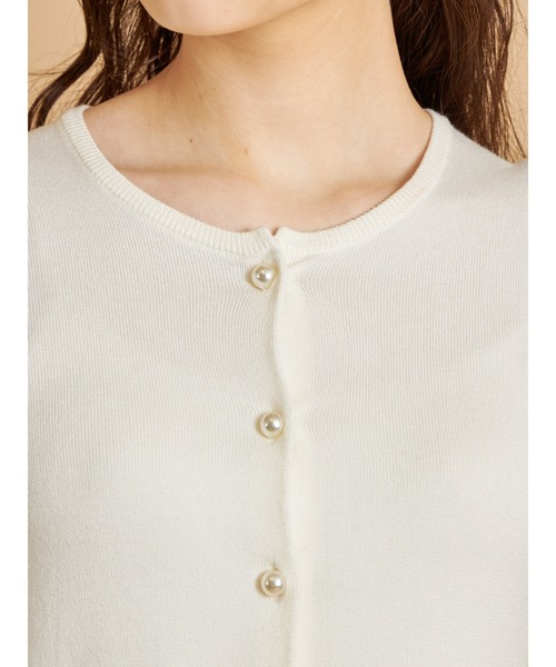 tocco closet(トッコ クローゼット)の「パールボタン裾フリルニットカーディガン(カーディガン/ボレロ・レディース・ブラック/オフホワイト/グリーン/ピンク系その他/グレイッシュブルー/ミント/ピンク系その他2/サックスブルー・M)」の11枚目の写真