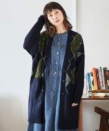 サニークラウズ　アーガイル柄のカーディガン〈レディース〉