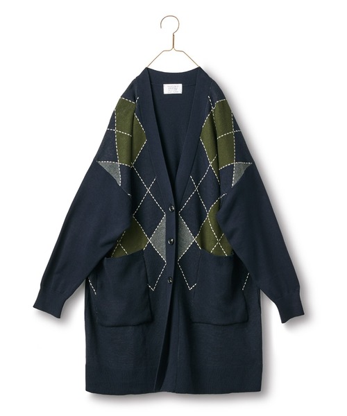 Sunny clouds（サニークラウズ）の「サニークラウズ　アーガイル柄のカーディガン〈レディース〉（カーディガン/ボレロ・レディース・ネイビー・MEDIUM/X-LARGE/LARGE）」の2枚目の写真