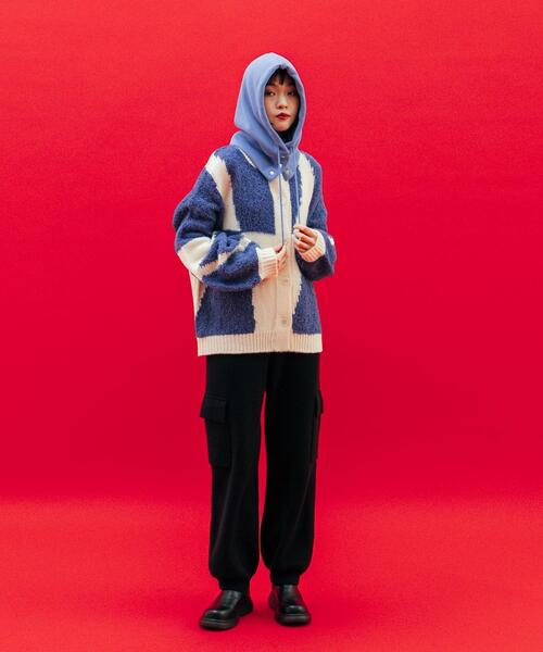 CITEN（シテン）の「＜CITEN＞ニット カーゴパンツ（カーゴパンツ・レディース・ブラック/クリーム・FREE）」の2枚目の写真