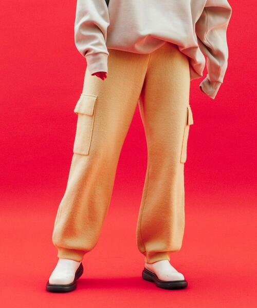 CITEN（シテン）の「＜CITEN＞ニット カーゴパンツ（カーゴパンツ・レディース・ブラック/クリーム・FREE）」の5枚目の写真