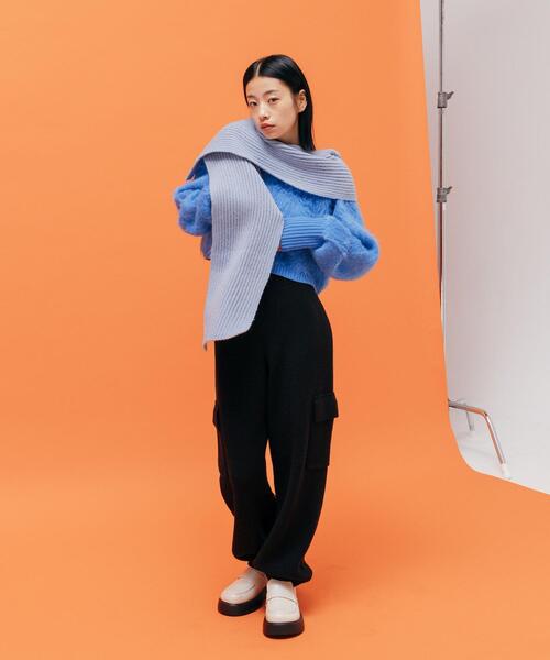 CITEN（シテン）の「＜CITEN＞ニット カーゴパンツ（カーゴパンツ・レディース・ブラック/クリーム・FREE）」の15枚目の写真