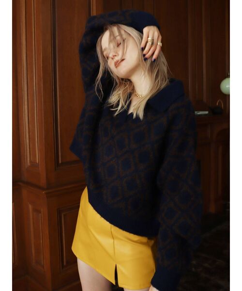 EVRIS（エヴリス）の「スリットデザインフェイクレザーミニスカート（スカート・レディース・ブラック/ブルー/マスタード・SMALL/MEDIUM）」の19枚目の写真