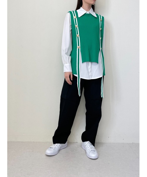 DOLLUPOOPS(ドールアップウップス)の「ライン配色ベスト×シャツ(Tシャツ/カットソー・レディース・ブラック/グリーン/ネイビー・38)」の13枚目の写真