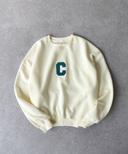 Chillfar(チルファー)の「ABCサガラワッペンスウェット(スウェット・レディース・杢グレー/チャコール/アイボリー/ダークグリーン系/ネイビー系/オートミール/レッド系・FREE)」の2枚目の写真
